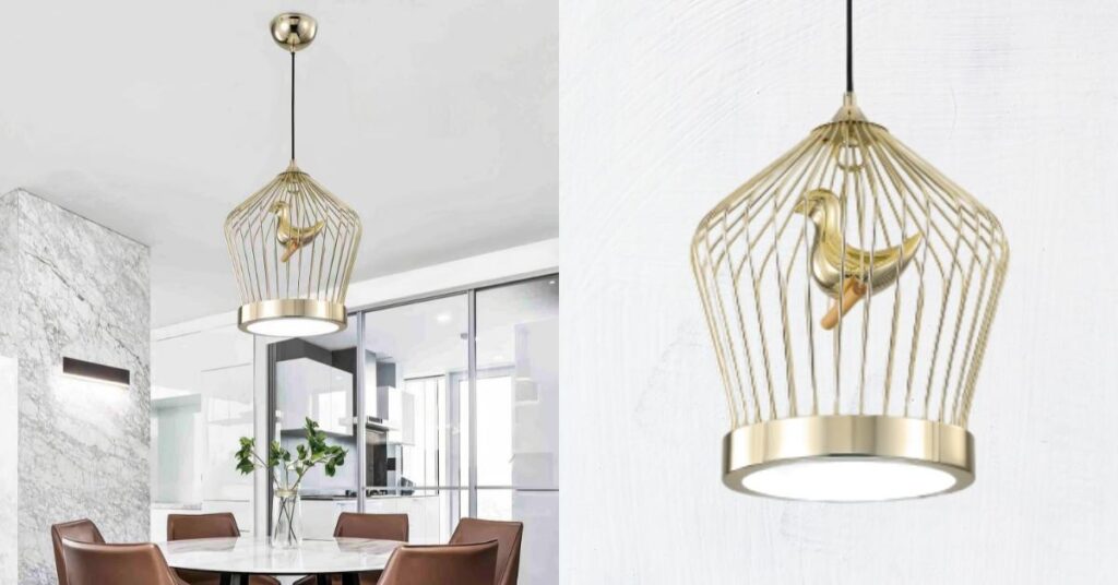 This birdcage style chandelier becomes a focal point in your bedroom that you won’t need to clutter the space with any other home decor trends. 