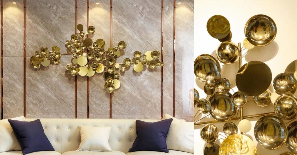 If you’ve got neutral or dark-hued walls, you can take up the glam factor by adding gold accents for living rooms. 